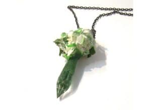 bridget kennedy on a planet a long, long time ago plastic green moss necklace