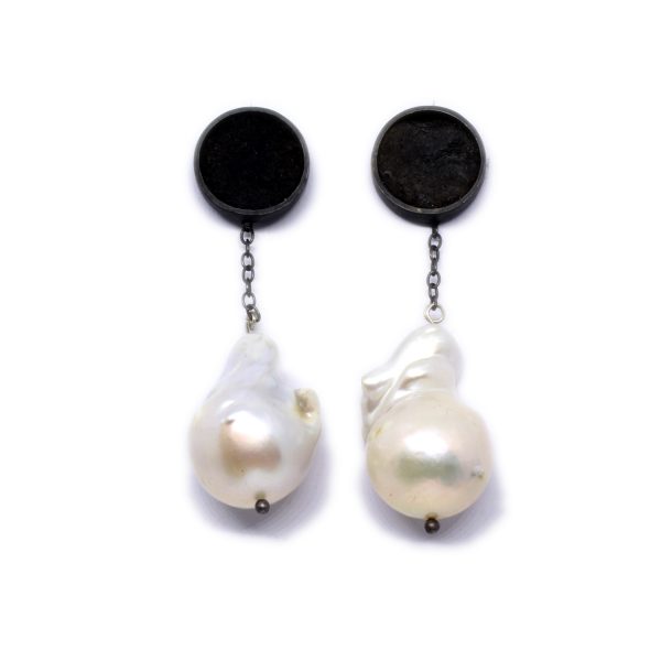 surf and turf pearl and silver earrings