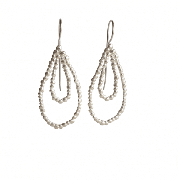 double drop palawan pebble silver earrings