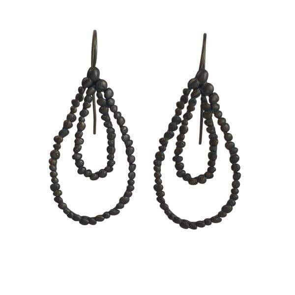 oxisided silver double loop earrings