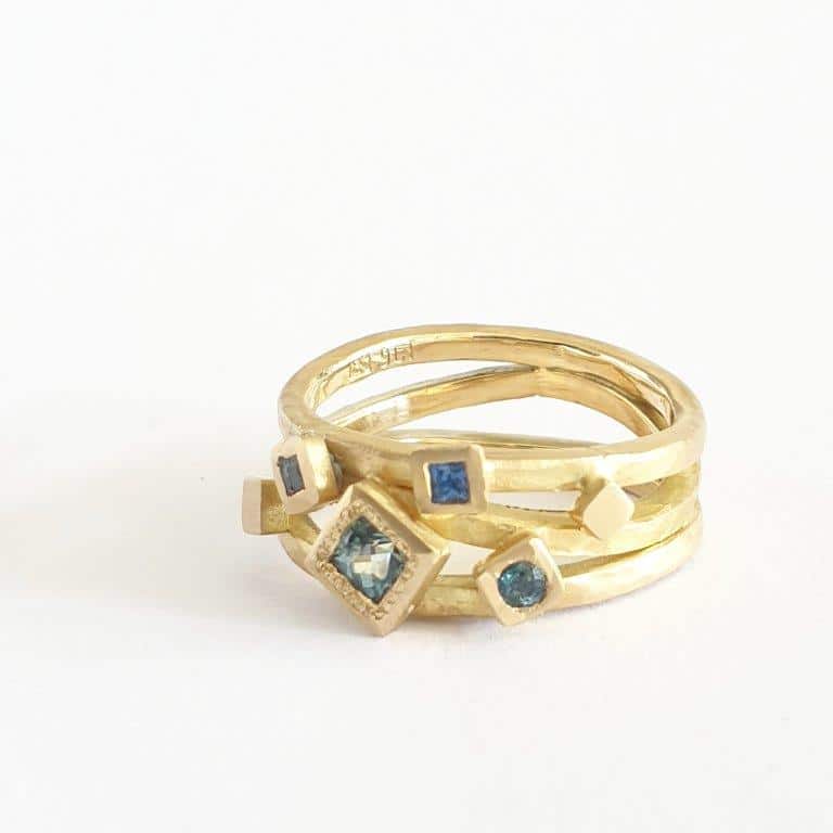 parti sapphire and gold ring