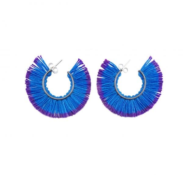 vicki mason blue fringed hoop earrings