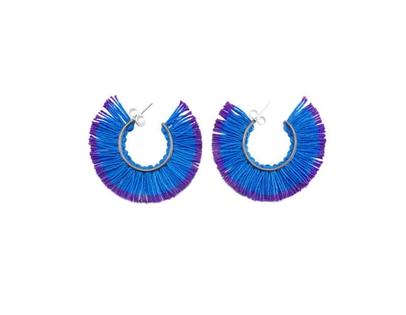 vicki mason blue fringed hoop earrings