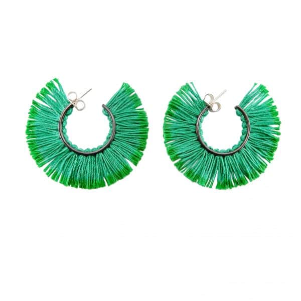 vicki mason green fringed earrings