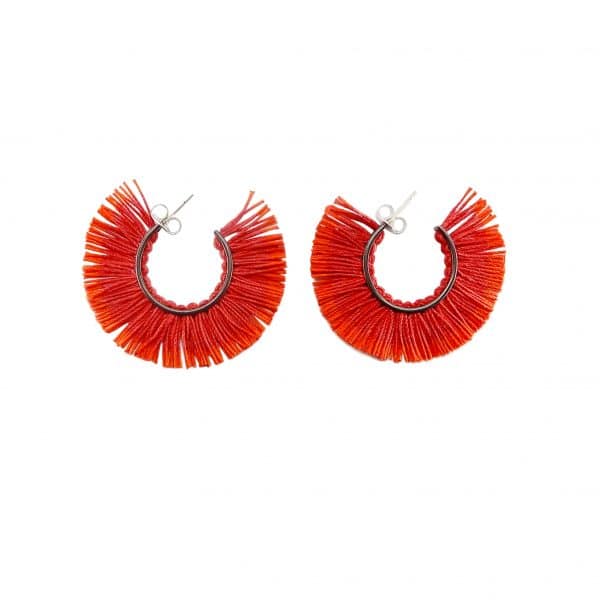 vicki mason small red fringed earrings
