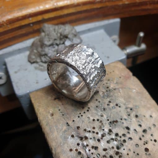 reticulated silver ring in progress