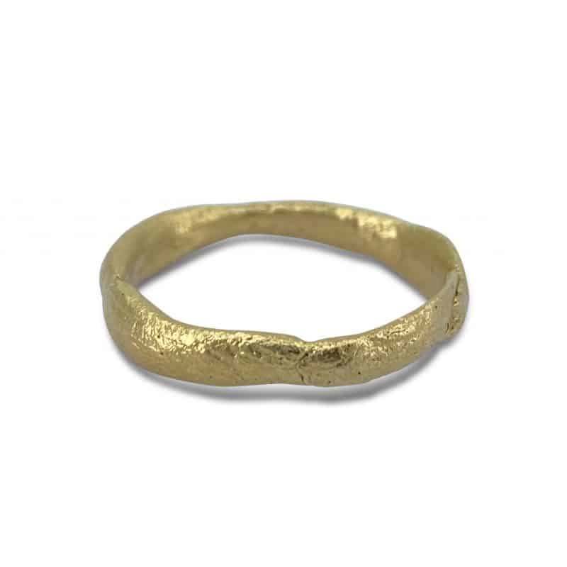 18ct gold organic form wedding ring