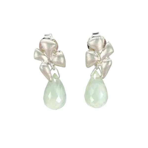 clover stud earrings with prehnite