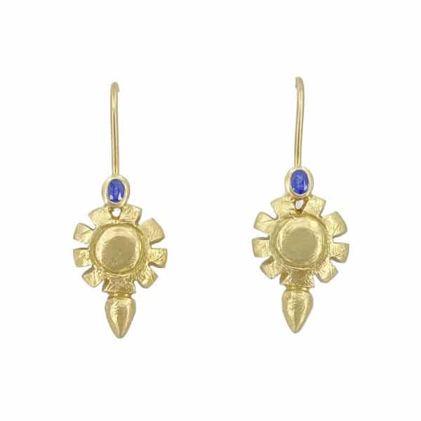 18ct yellow gold drops with sapphires
