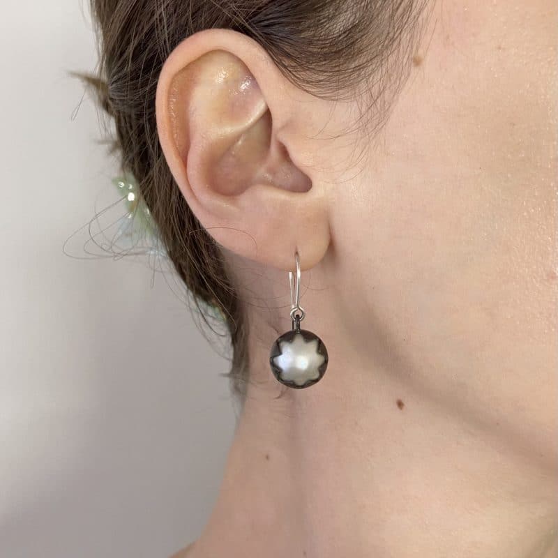 vicki mason mabe pearl earrings oxidised sterling silver