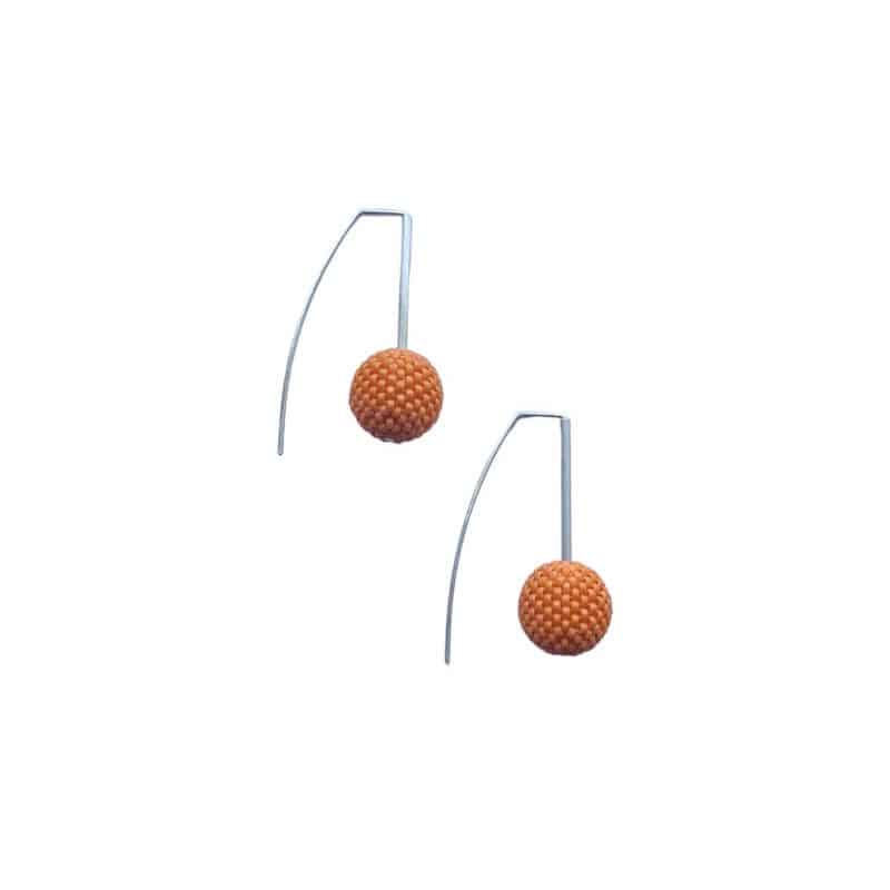 single beaded ball earrings tangerine