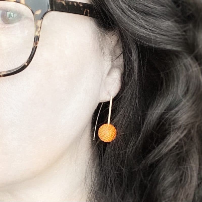 single beaded ball earrings tangerine otb
