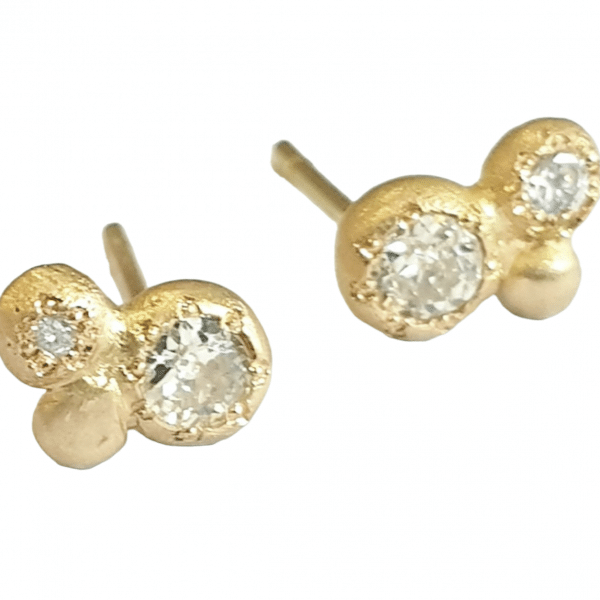 diamond and 18ct gold pebble earrings