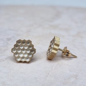 18ct gold honeycomb earrings